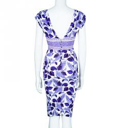 Pre Owned Just Cavalli Purple Print Stretch Dress S