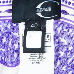 Pre Owned Just Cavalli Purple Print Stretch Dress S