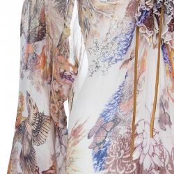 Pre Owned Just Cavalli Printed Silk Chiffon Top L