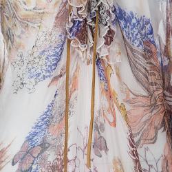 Pre Owned Just Cavalli Printed Silk Chiffon Top L