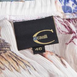 Pre Owned Just Cavalli Printed Silk Chiffon Top L