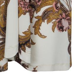 Pre Owned Just Cavalli Cream Baroque Print Dress L