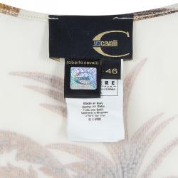 Pre Owned Just Cavalli Cream Baroque Print Dress L