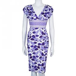 Just Cavalli Purple Print Stretch Dress M