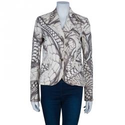 Pre Owned Just Cavalli Off-White Printed Blazer S