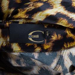 Pre Owned Just Cavalli Leopard Print One Shoulder Gown M