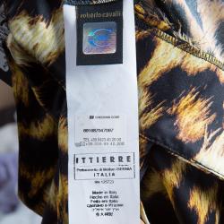 Pre Owned Just Cavalli Leopard Print One Shoulder Gown M