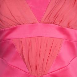 Pre Owned Just Cavalli Pink Satin and Crinkled Chiffon Dress M