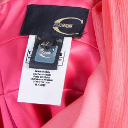 Pre Owned Just Cavalli Pink Satin and Crinkled Chiffon Dress M