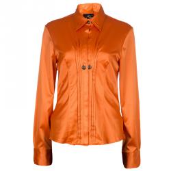Pre Owned Just Cavalli Orange Button Down Shirt L