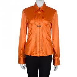 Pre Owned Just Cavalli Orange Button Down Shirt L