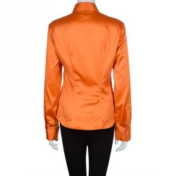 Pre Owned Just Cavalli Orange Button Down Shirt L
