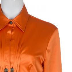 Pre Owned Just Cavalli Orange Button Down Shirt L