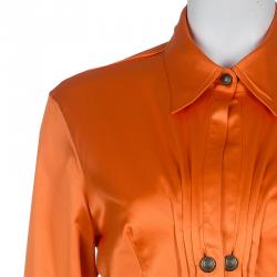 Pre Owned Just Cavalli Orange Button Down Shirt L