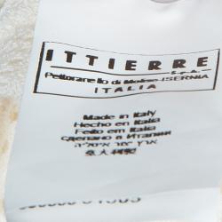 Pre Owned Just Cavalli White Knit Bow Detail Short Sleeve Top M