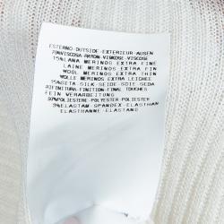 Pre Owned Just Cavalli White Knit Bow Detail Short Sleeve Top M