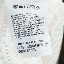 Pre Owned Just Cavalli White Knit Bow Detail Short Sleeve Top M