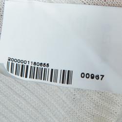 Pre Owned Just Cavalli White Knit Bow Detail Short Sleeve Top M