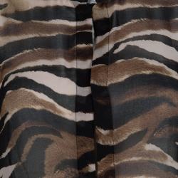 Pre Owned Just Cavalli Animal Print Studded Neck Detail Long Sleeve Blouse L