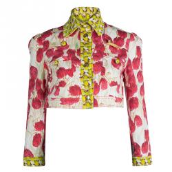 Pre Owned Just Cavalli Multicolor Floral Print Denim Bolero Jacket M