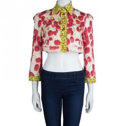 Pre Owned Just Cavalli Multicolor Floral Print Denim Bolero Jacket M