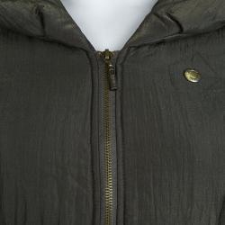 Pre Owned Just Cavalli Olive Green Metallic Finish Hooded Puffer Jacket S