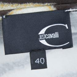 Pre Owned Just Cavalli Beige Tiger Print Jersey Long Sleeve Dress S