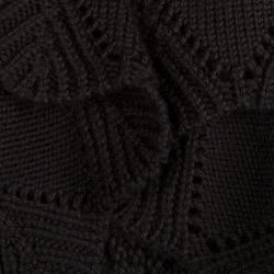 Pre Owned Just Cavalli Brown Chunky Knit Ruffle Detail Cardigan M