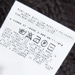 Pre Owned Just Cavalli Brown Chunky Knit Ruffle Detail Cardigan M