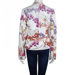 Pre Owned Just Cavalli Multicolor Floral Printed Cotton Paneled Blazer M