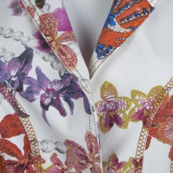 Pre Owned Just Cavalli Multicolor Floral Printed Cotton Paneled Blazer M