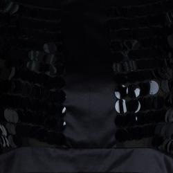 Pre Owned Just Cavalli Black Silk Paillette Embellished Pleated Short Sleeve Dress M