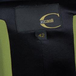 Pre Owned Just Cavalli Black Silk Paillette Embellished Pleated Short Sleeve Dress M