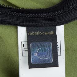 Pre Owned Just Cavalli Black Silk Paillette Embellished Pleated Short Sleeve Dress M