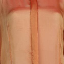Pre Owned Just Cavalli Orange Crinkled Chiffon Long Sleeve Sheer Blouse L