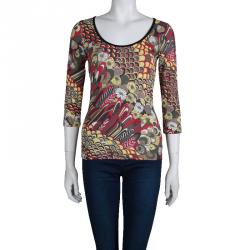 Pre Owned Just Cavalli Multicolor Printed Jersey T-Shirt XS