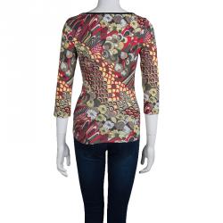 Pre Owned Just Cavalli Multicolor Printed Jersey T-Shirt XS