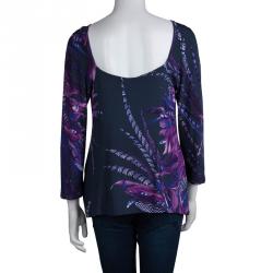 Just Cavalli Multicolor Draped Knit Long Sleeve Blouse XL
