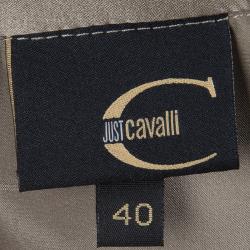 Pre Owned Just Cavalli Beige Satin Ruffle Detail Long Sleeve Shirt S