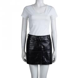 Just Cavalli Black Python Imprint Patent Mini Skirt S