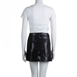 Just Cavalli Black Python Imprint Patent Mini Skirt S
