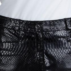 Just Cavalli Black Python Imprint Patent Mini Skirt S