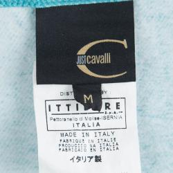 Pre Owned Just Cavalli Turquoise Snakeskin Print Short Sleeve T-Shirt M