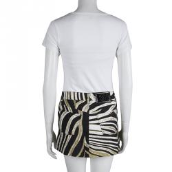 Pre Owned Just Cavalli Animal Printed Denim Mini Skirt  S