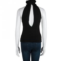 Pre Owned Just Cavalli Black Knit Keyhole Neck Sleeveless Top S