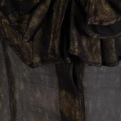 Pre Owned Just Cavalli Metallic Printed Silk Ruffle Detail Sheer Blouse XL