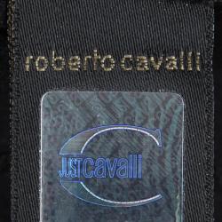 Pre Owned Just Cavalli Metallic Printed Silk Ruffle Detail Sheer Blouse XL