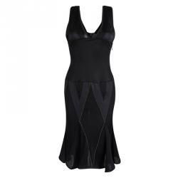 Pre Owned Just Cavalli Black Knit Sheer Panel Detail Sleeveless Dress M