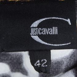 Pre Owned Just Cavalli Black Silk Leopard Print Button Down Long Sleeve Shirt M