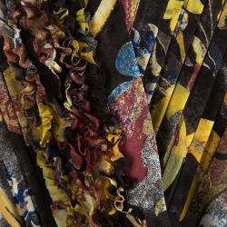 Pre Owned Just Cavalli Black Floral Printed Ruffle Detail Wrap Top M